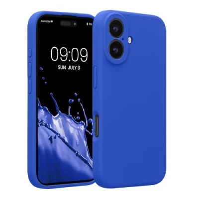 Afbeelding van kwmobile telefoonhoesje geschikt voor Apple iPhone 16 TPU backcover met siliconen coating Smartphone case in Baltisch blauw