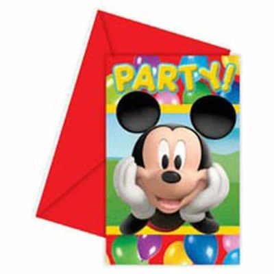Afbeelding van Uitnodiging Mickey Mouse Party 6 stuks