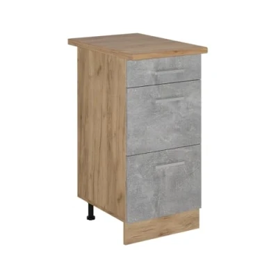 Afbeelding van Vicco Keukenonderkast R Line, Beton/Krachtige Eik goud, 40 cm met laden, WB