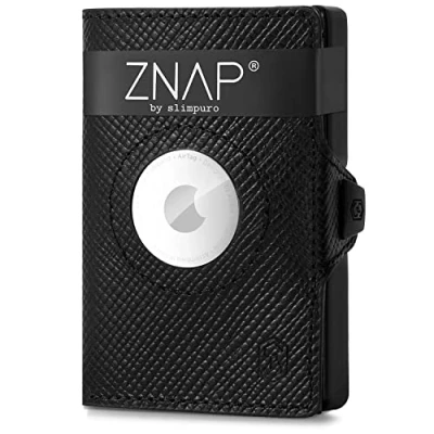 Afbeelding van Slimpuro Znap Airtag Wallet 8 Pasjes Muntvak 8,9 X 1,5 6,3 cm (Bxhxd) RFID Bescherming Zwart