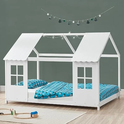 Afbeelding van Kinderbed Tostedt huisbed grenen wit 120x200 cm