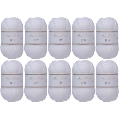 Afbeelding van Utopia Crafts JOY 10 bollen brei en haakgaren, effen, zacht, onderhoudsvriendelijk, 100% polyacryl, 150 m, wit