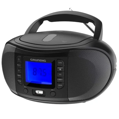 Afbeelding van GRUNDIG GRB 3500 Boombox draagbare radio met Bluetooth, geïntegreerde cd speler, USB 2.0 poort, 3,5 mm hoofdtelefoonaansluiting, FM ontvangstgedeelte PLL frequentieinstelling, 30 geheugenzenders,
