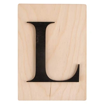 Afbeelding van Rayher letter L, FSC Mix Credit, houten tegels 10,5 x 14,8 cm, 3D L in zwart, letters, 3 mm dik, op tegels, 63103576