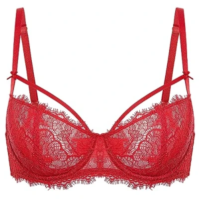 Afbeelding van DOBREVA Damesbeha, push up, balconnet, grote maat, met beugels, sexy, kant, halve lippenstift