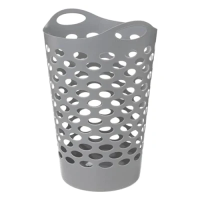 Afbeelding van 5Five Flexibele wasmand/opbergmand rond lichtgrijs 60 liter D41 x H66 cm