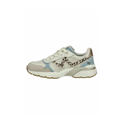 Afbeelding van Mustang Sneakers laag, Dames, Maat: 37, Beige hellblau 488 Imitatieleer/ textiel