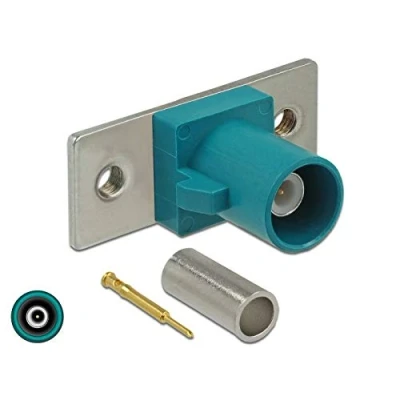 Image de Delock FAKRA Z plug spring pin for crimping 2 prepunched holes Plaque modulaire enclenchable RAL 5021, bleu d&#039;aniline