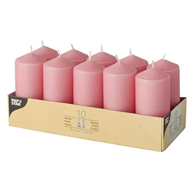 Afbeelding van PAPSTAR Pappstar stompkaarsen, 40 x 90 mm, crèmekleurig, 10 stuks
