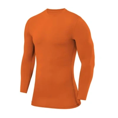 Afbeelding van Men&#039;s Compression Shirts Long Sleeve Athletic Workout Top, Rash Guard Base Layer Sports Undershirt Crew Neck Orange, L
