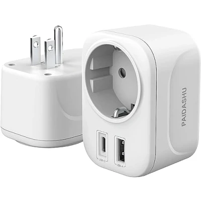 Afbeelding van adapter EU stekker naar Amerikaans stopcontact met 2 USB, US voor Canada Mexico Colombia Thailand, Amerikaanse stekkeradapter, type B