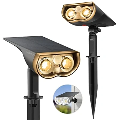 Afbeelding van Linkind Solarlampen voor buiten met bewegingsmelder, IP67 waterdicht, buitenwandlamp, 3000 K, warm wit, 650 lm, zeer heldere solarlamp tuin, toegangsdeur, garage, verpakking van 2 stuks