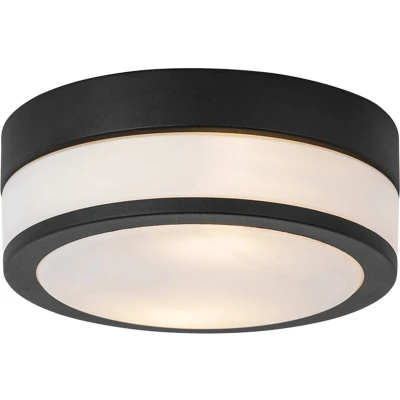 Afbeelding van QAZQA flavi Moderne Plafondlamp voor buiten 2 lichts Ø 23 cm Zwart Buitenverlichting
