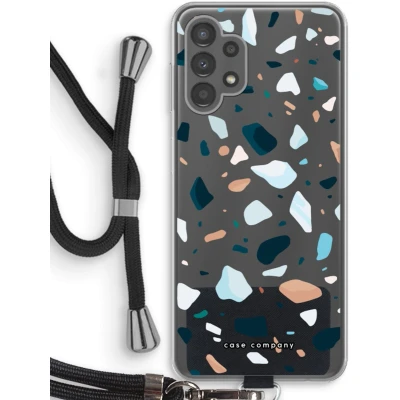 Afbeelding van Case Company® hoesje met Koord geschikt voor Samsung Galaxy A13 4G Terrazzo N13 Telefoonhoesje Zwart Bescherming aan alle Kanten en Over de Schermrand
