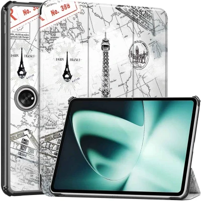 Afbeelding van iMoshion Tablet Hoes Geschikt voor OnePlus Pad Design Trifold Bookcase Meerkleurig /Parijs