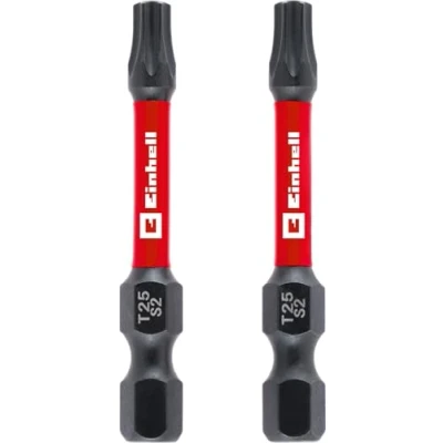 Afbeelding van Einhell 2 stuks slagbits 50 mm T25 (S2 staal, torsiezone, efficiënte krachtoverbrenging, rode ring, schacht C 6.3)