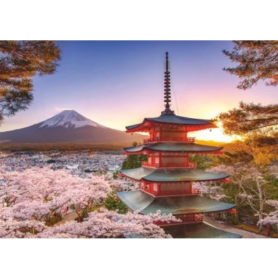 Image de Puzzle Ravensburger Cerisiers en fleurs du Mont Fuji 1000 pièces