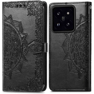 Afbeelding van iMoshion Hoesje Geschikt voor Xiaomi 14 Met Pasjeshouder Mandala Bookcase Zwart