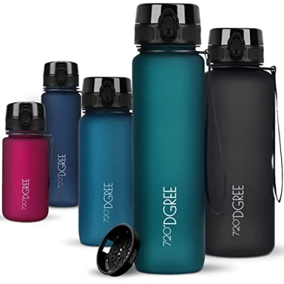 Afbeelding van Water Bottle 1l &quot;uberBottle&quot; +Fruit Sieve, softTouch Waterfles BPA Free, Lekvrij, Herbruikbaar Lichte Drinkfles, Sportfles voor Sport, Fitness, Gym, Camping, Hiking, Outdoor, Travel