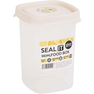 Afbeelding van Wham Seal It Vershouddoos Vierkant 980 ml. Set van 3 Stuks Creme