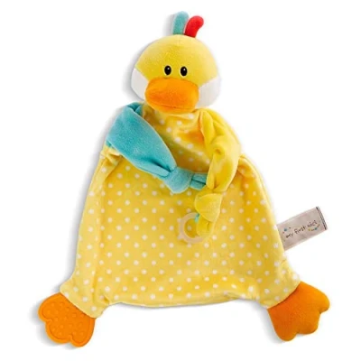Afbeelding van NICI 48890 knuffeldoek eend met bijtring en fopspeenhouder, geel, 25 x cm