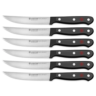 Afbeelding van Wüsthof steak Mes Set, Gourmet , 6 Stuk, 12 cm Lemmet, RVS, Scherp tafelmes knife Zwart