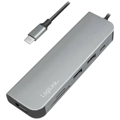 Afbeelding van LogiLink UA0343 USB C (USB 3.2 Gen 2) multiport hub Aluminium