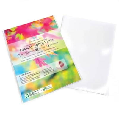 Afbeelding van 50 vellen zelfklevend vinyl waterdicht (pvc) glanzend wit A4