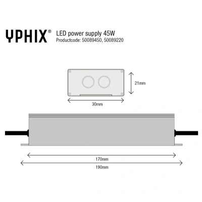 Afbeelding van Yphix Led Transformator 12v 3,75a Max. 45w Ip67 LEDdirect.nl