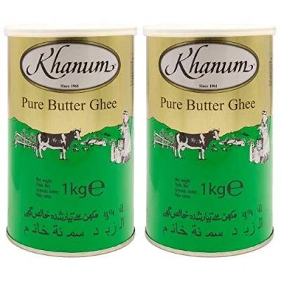 Afbeelding van Khanum Pure Butter Ghee, het beste botervet voor braden en koken, 2 x 1 kg