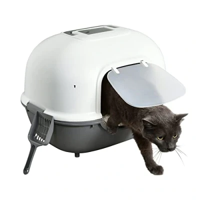 Afbeelding van Iris Ohyama Gesloten kunststof kattenbak met schep, luchtverfrissingsfilter, ergonomische handgreep, klapdeurtje, 40 x 51 39 cm (l d h), onderhoudsvriendelijk, BPA vrij, voor katten, WNT 510,