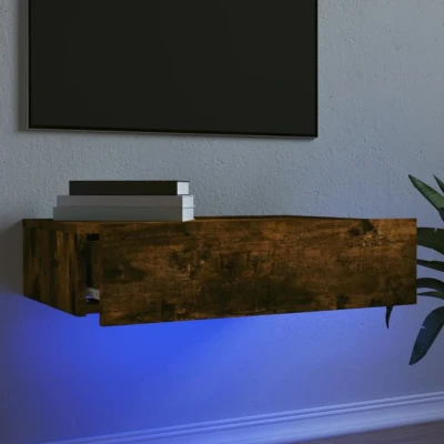 Afbeelding van Tv meubel met LED verlichting 60x35x15,5 cm gerookt eikenkleur