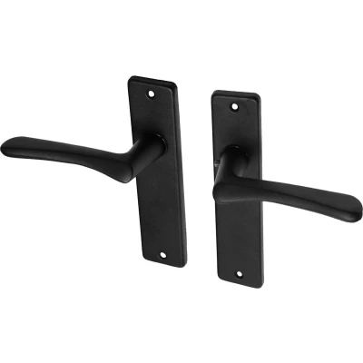 Afbeelding van Wovar Zwarte deurklinken met schild aluminium vlindermodel Blind Per Set Deurkruk