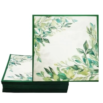 Afbeelding van CEILIWEN 60 stuks papieren wegwerpservetten voor babyshower, verjaardagsfeest, bruiloft, 33 x cm, saliegroen