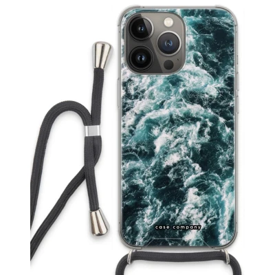 Afbeelding van Case Company® hoesje met Koord geschikt voor iPhone 13 Pro Zee golf Telefoonhoesje Zwart Extra Bescherming aan alle Kanten en Over de Schermrand