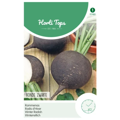Afbeelding van Hortitops Rammenas Ronde Zwarte (Winter) Groentezaden 10 g