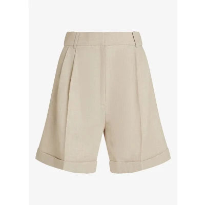 Afbeelding van Tommy Hilfiger dames High waist wide fit korte broek in linnenblend de kleur Beige, maat: 36