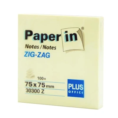 Afbeelding van Plus Office Lot de 12 blocs 100 feuilles autocollantes jaunes en format zigzag pour bureau, école, université, notes rapides, 75 x mm