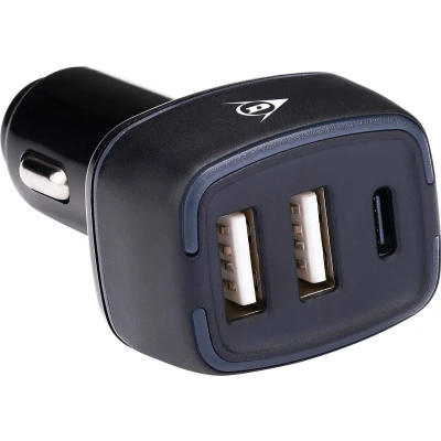 Afbeelding van Dunlop Autolader 2xUSB A + USB C, Auto adapter