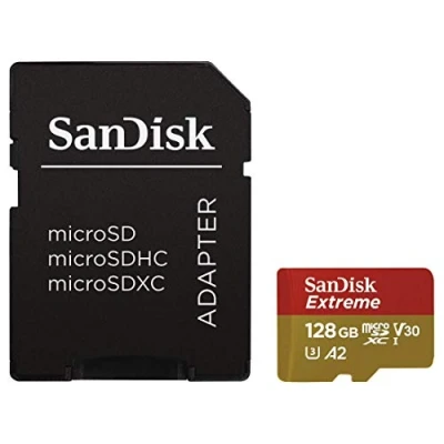 Image de SanDisk Extreme 128GB microSDXC Memory Card for Action Cameras &amp; Drones with A2 App Performance up to 160MB/s, Class 10, U3, V30