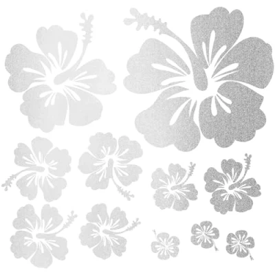 Afbeelding van Finest Folia K165 Decoratieve sticker hibiscusbloemen voor toiletdeksel, koelkast, laptop en toilet (13 zilver)