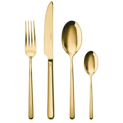 Afbeelding van Sambonet Bestekset Linear Goud 24 Delig