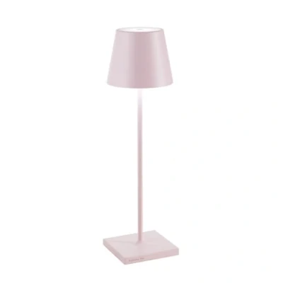 Afbeelding van Zafferano Poldina Pro Tafellamp Oplaadbare Buitenlamp Roze IP65 Spatwaterdicht Bureaulamp Snoerloos Dimbare LED Lamp Tuinlamp met Draadloos Oplaadstation 38 cm x Ø 11cm
