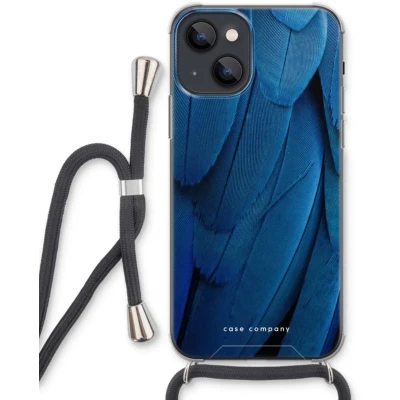 Afbeelding van Case Company® hoesje met Koord geschikt voor iPhone 13 Pauw Telefoonhoesje Zwart Extra Bescherming aan alle Kanten en Over de Schermrand