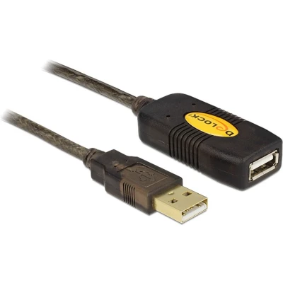 Afbeelding van Delock USB kabel 2.0 A stekker, bus 30.00 m Zwart Vergulde steekcontacten, UL gecertificeerd 83453