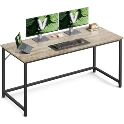 Afbeelding van VASAGLE Schrijftafel Bureau Smalle 140 x 60 75 cm Eenvoudige constructie Staal Industrieel Design Grijs Zwart LWD043B02