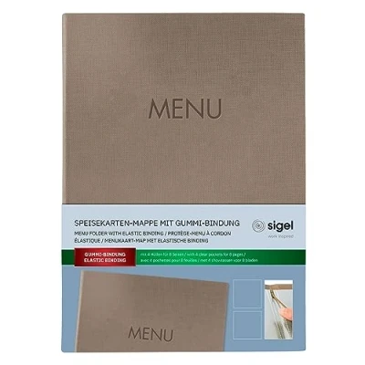 Afbeelding van Menukaart map Sigel A4 bruin voor 8 blad