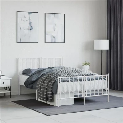 Afbeelding van Bedframe met hoofd en voeteneindemetaal wit 120x190 cm