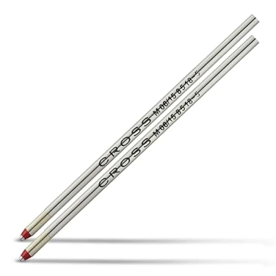 Image de Cross Recharge 8518 5 bille Adaptée à tous les stylos rétractables Pointe moyenne Encre rouge Lot de 2
