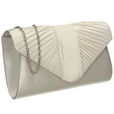 Afbeelding van SwankySwans Sophie satijnen clutch voor dames, Ivoor